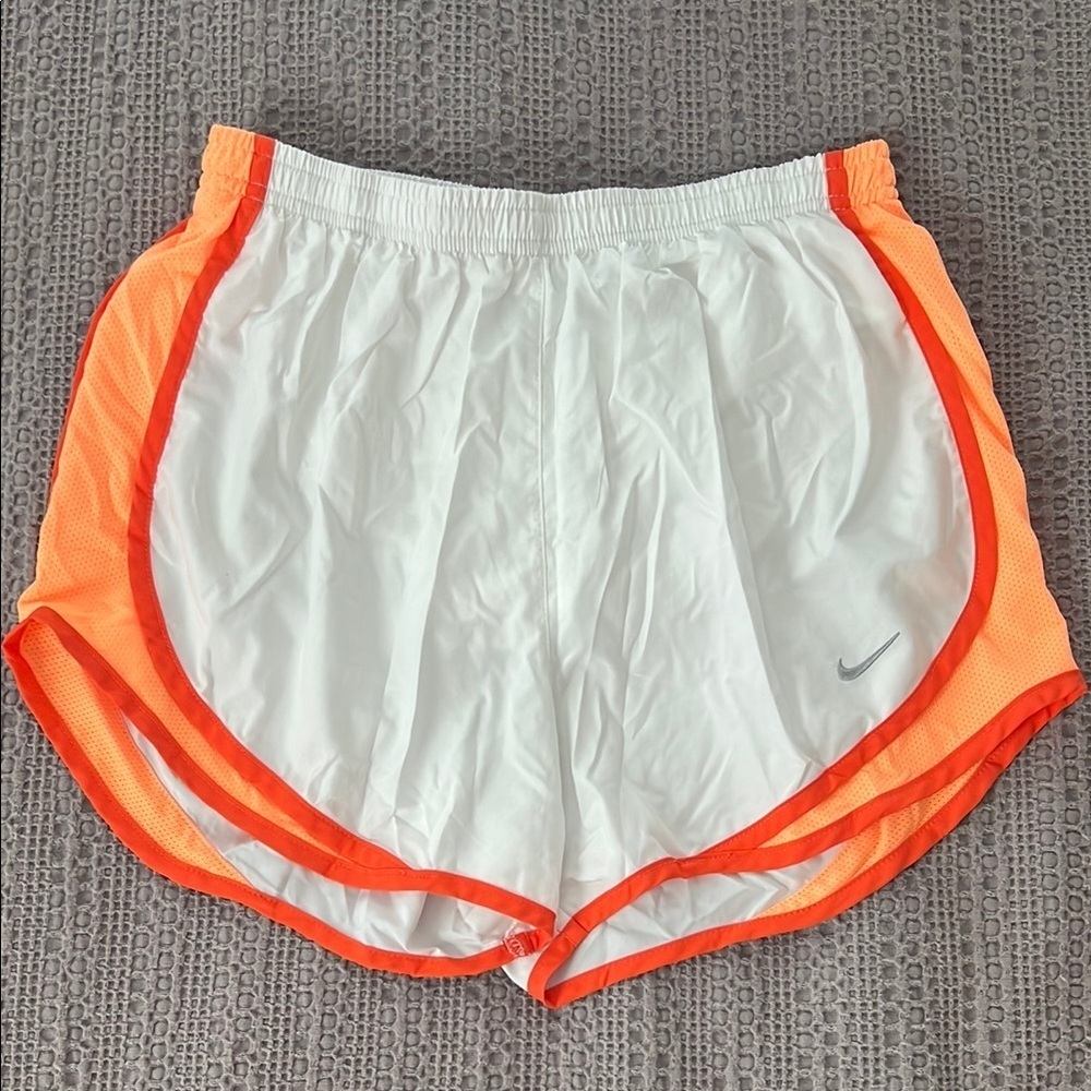 Women's White and Orange Nike Shorts
